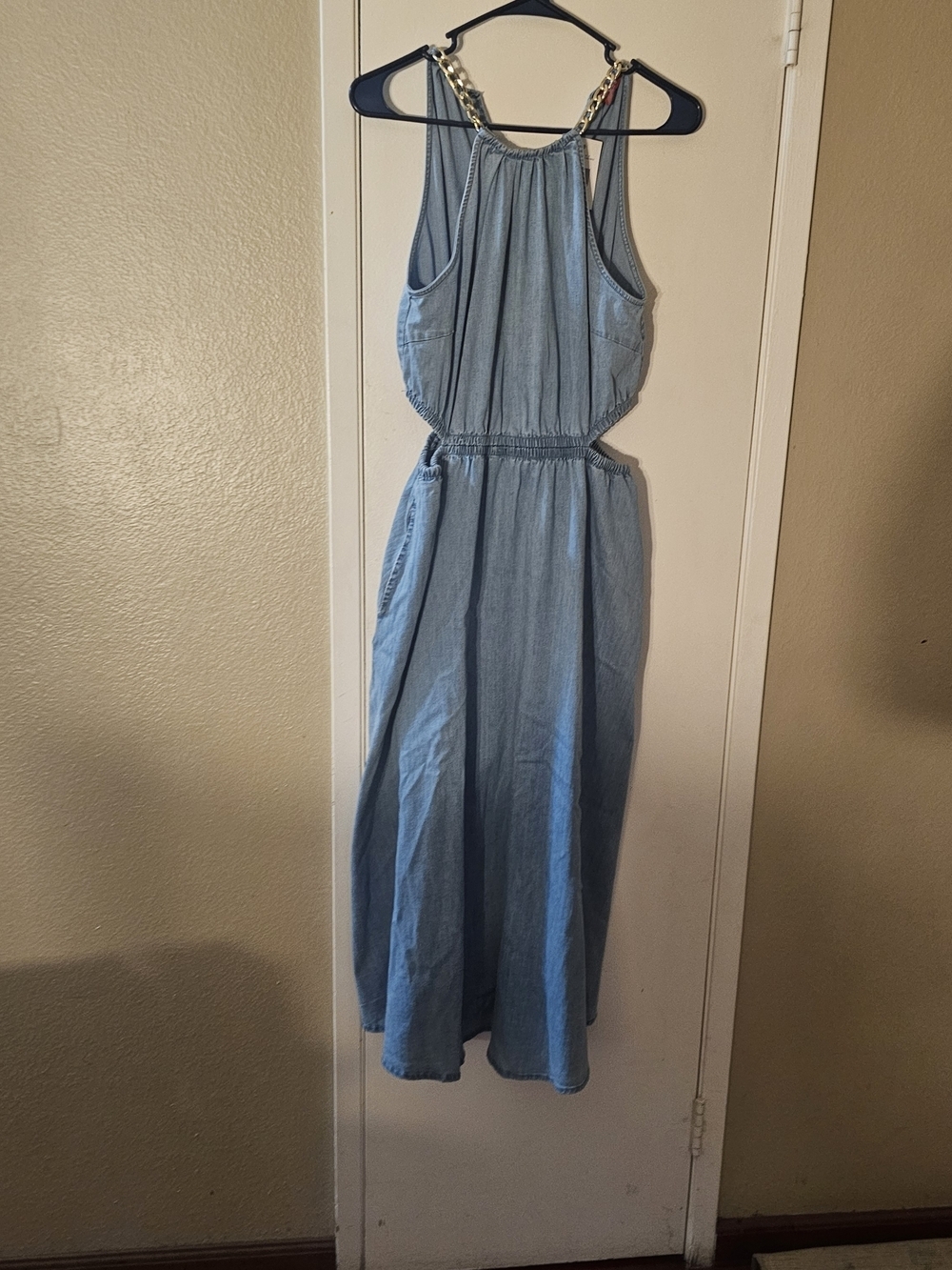 Guess Light Blue Halter Midi Dress with Side Cutouts - Picture 2 of 10